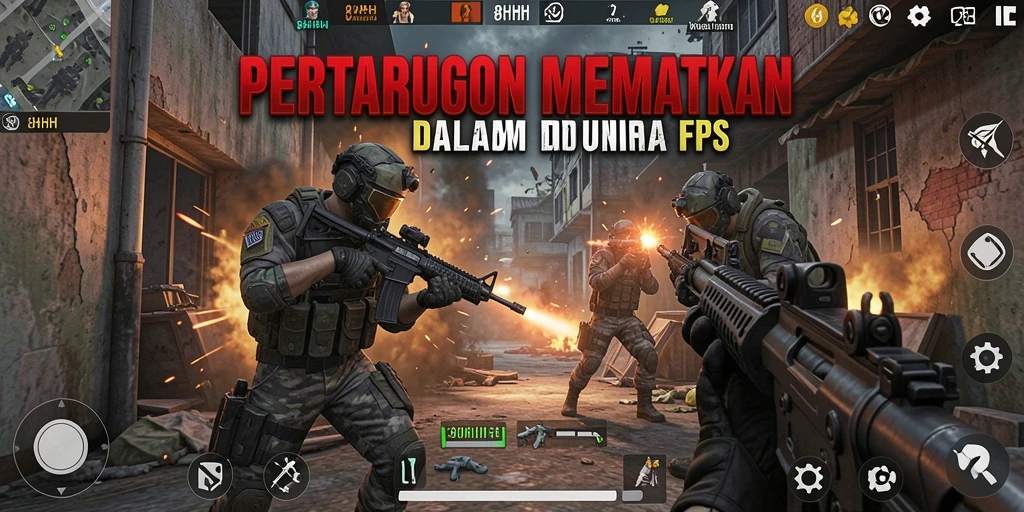 Tampilan menarik gameplay di dunia perang FPS.