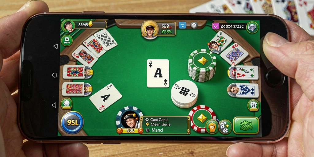 Tampilan gameplay seru dalam 9SL dengan permainan Gaple yang mendebarkan.