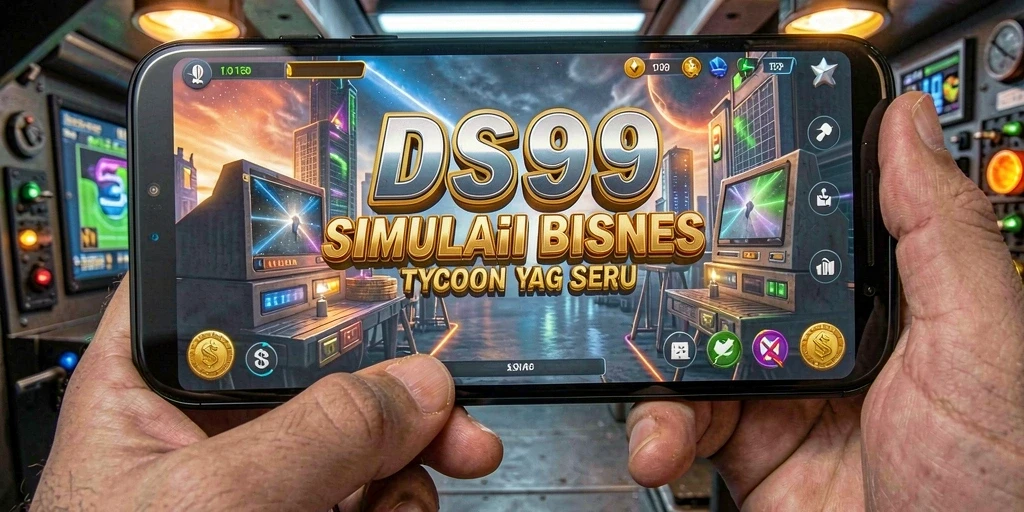 Screenshot menunjukkan gameplay DS99 dengan manajemen bisnis yang strategis.
