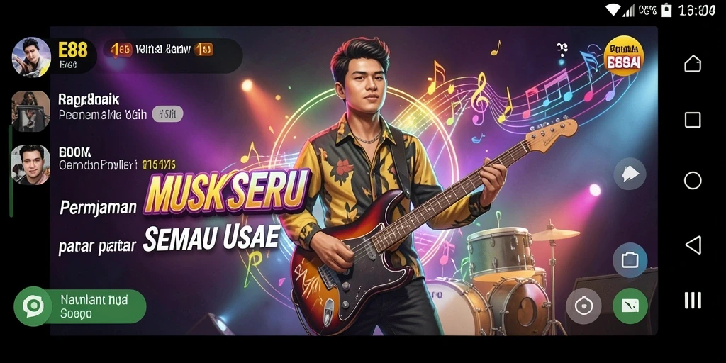 Screenshot E88 menunjukkan suasana seru saat bermain musik.