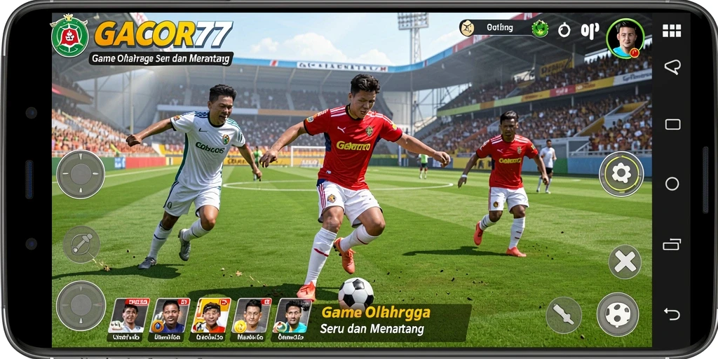 Screenshot gameplay GACOR77 menampilkan aksi seru di lapangan.
