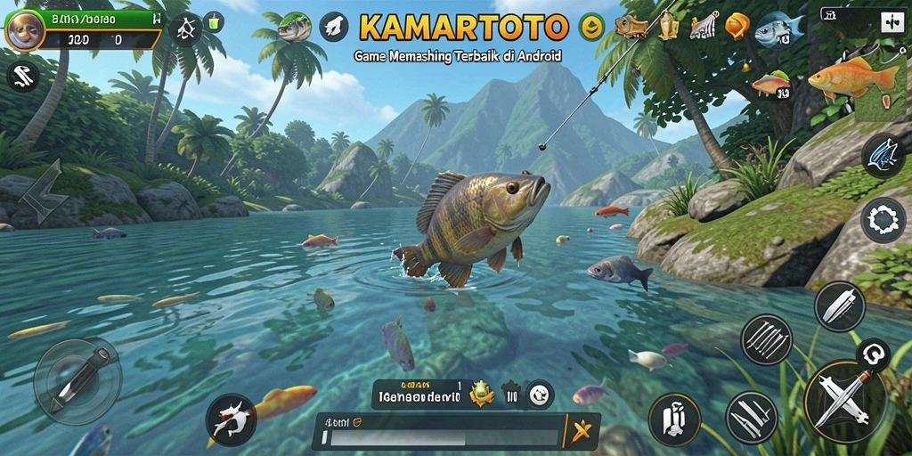 Tampilan gameplay KAMARTOTO yang menampilkan pengalaman memancing seru.