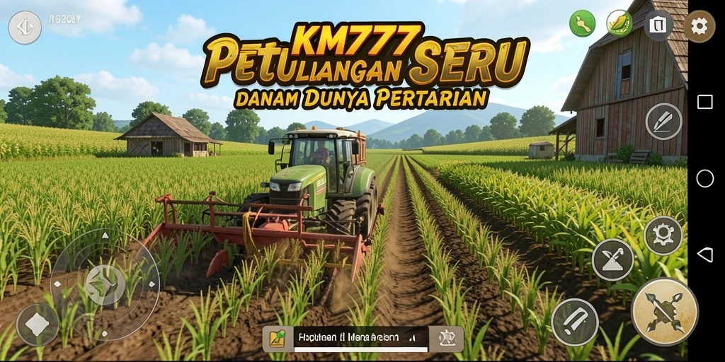 Tampilan gameplay KM777 yang menarik dengan berbagai aktivitas pertanian.