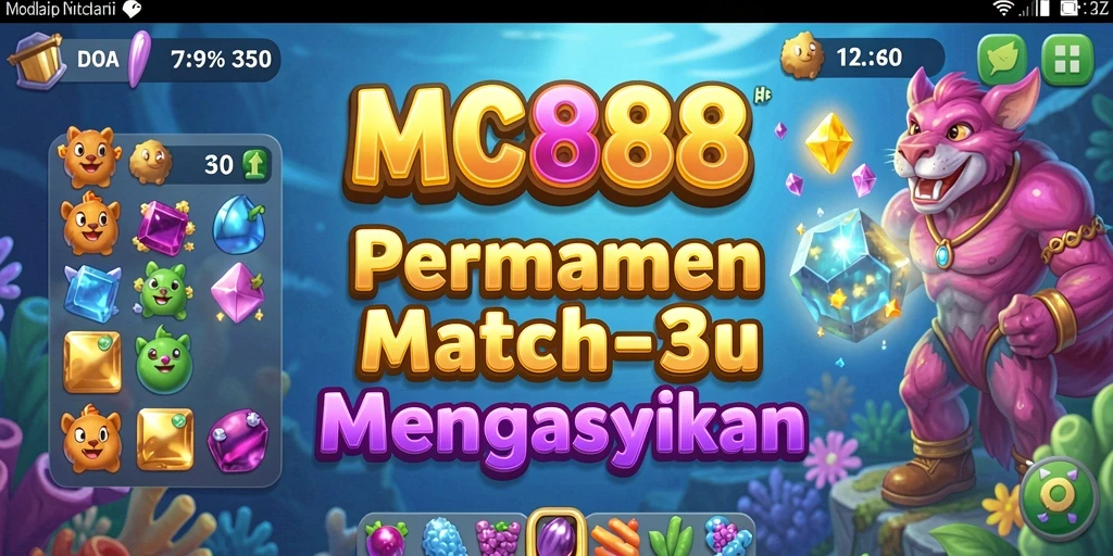Tangkapan layar gameplay <strong>MC888</strong> memperlihatkan keseruan permainan Match-3 yang menantang.