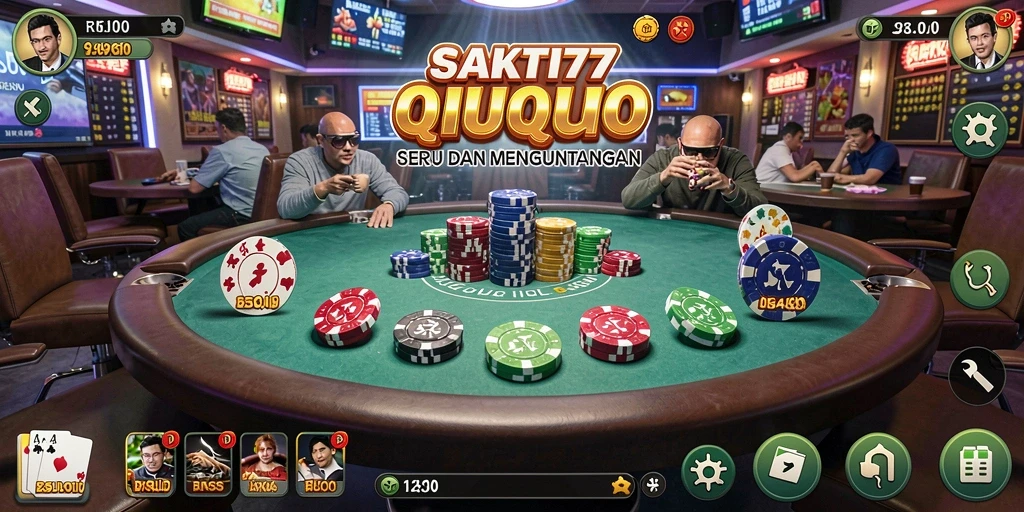 Screenshot gameplay SAKTI77 menampilkan kartu QiuQiu yang menarik.