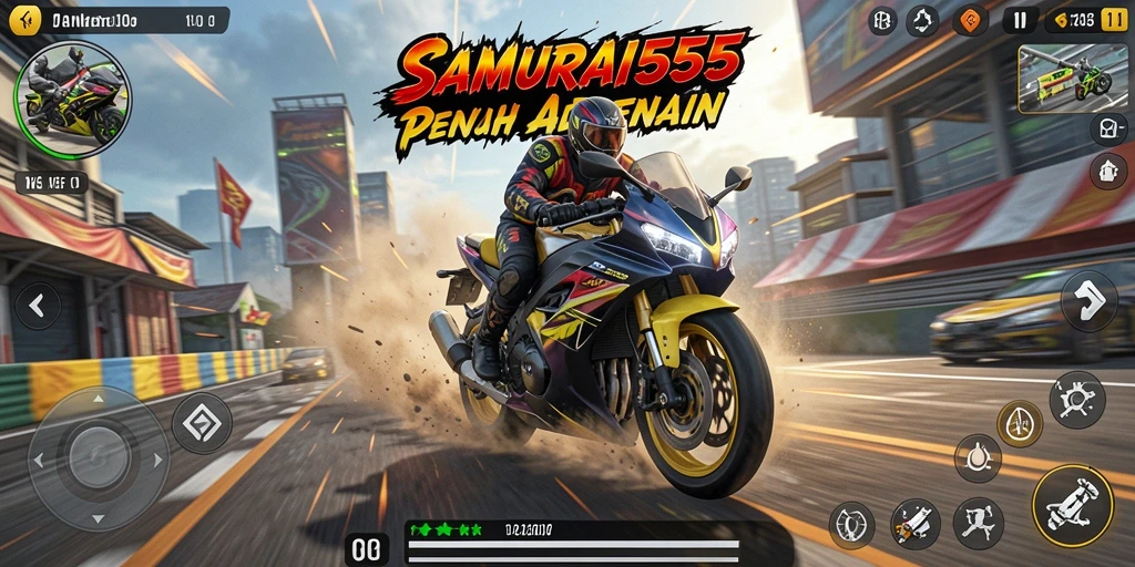 Gameplay seru dengan balapan motor yang menegangkan.