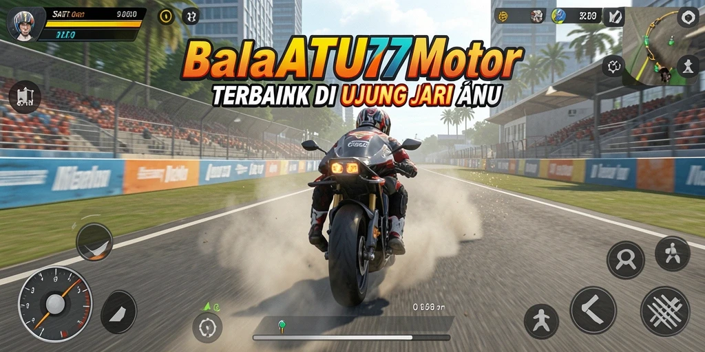 Screenshot gameplay <strong>SATU77</strong> dengan balapan motor yang seru.