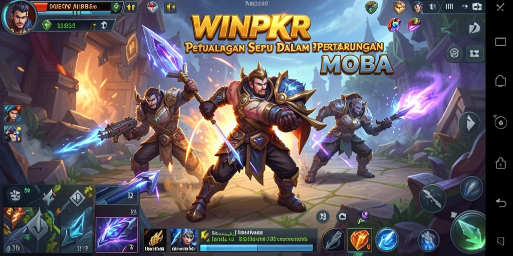 Tangkapan layar menunjukkan aksi epik dalam gameplay MOBA WINPKR.