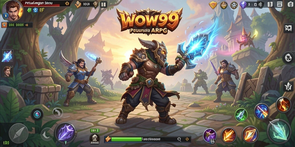 Tangkapan layar menampilkan pertarungan epik di dunia ARPG WOW99.